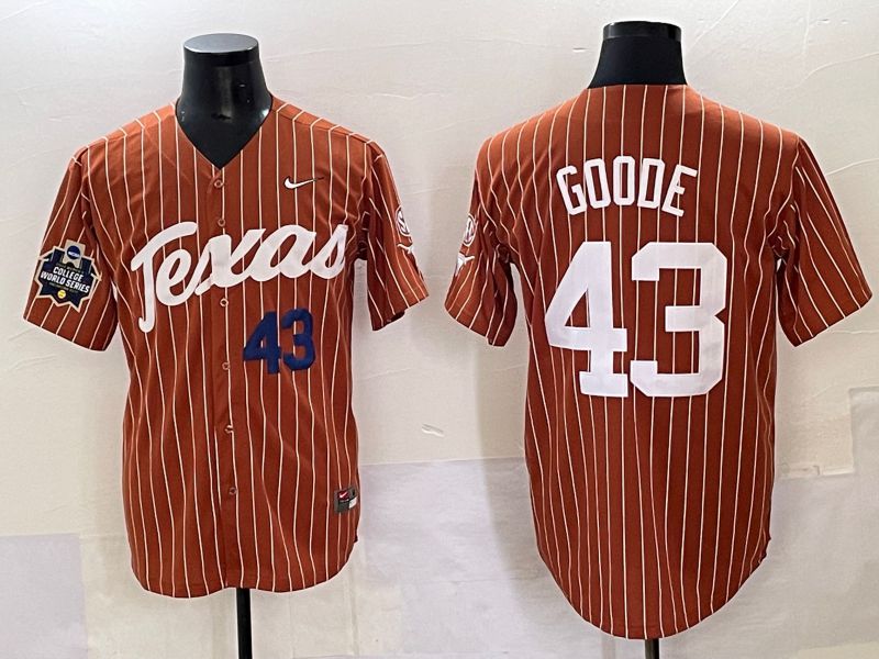 Men 2025 Texas Longhorns #43 Goode Brown stripe Joint Name Nike NCAA Jersey style 12